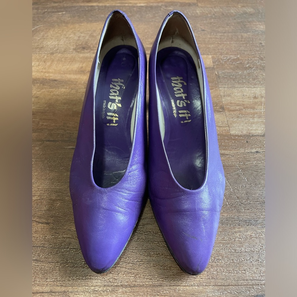 That’s It vintage leather purple pumps heels women’s size 8 M made in Spain